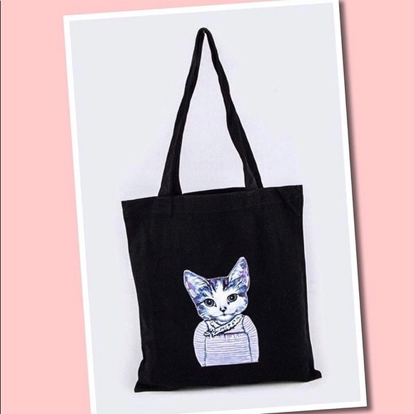 Handbags - NEW Cat Print Canvas Bag